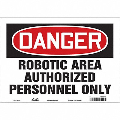 CONDOR 472T35 Safety Sign 10 inx14 in Vinyl