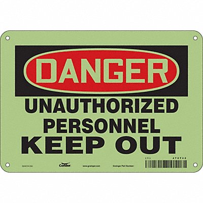 CONDOR 472T42 Safety Sign 7 in x 10 in Polyethylene
