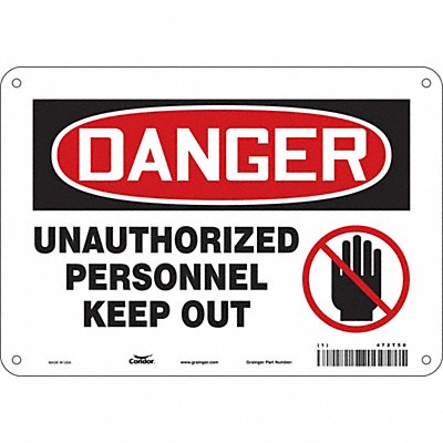 CONDOR 472T50 Safety Sign 7 in x 10 in Aluminum