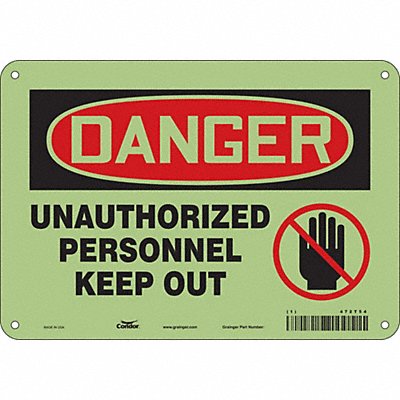 CONDOR 472T54 Safety Sign 7 in x 10 in Polyethylene