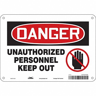 CONDOR 472T56 Safety Sign 7 in x 10 in Polyethylene