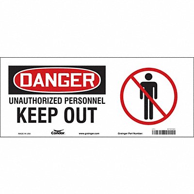 CONDOR 472T63 Safety Sign 7 in x 17 in Vinyl