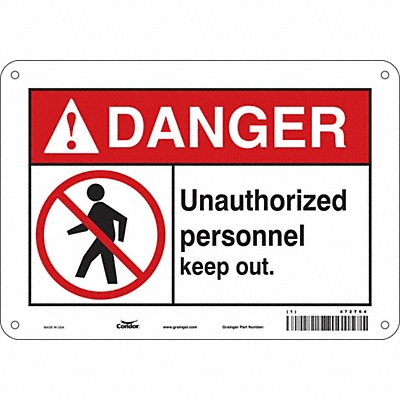 CONDOR 472T64 Safety Sign 7 in x 10 in Aluminum