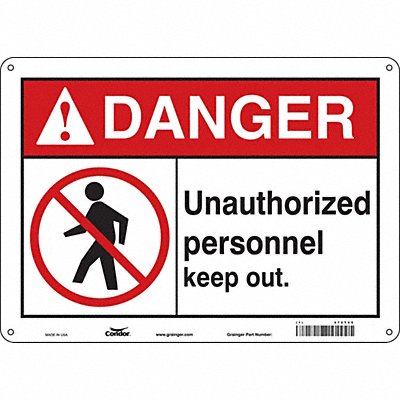 CONDOR 472T65 Safety Sign 10 in x 14 in Aluminum