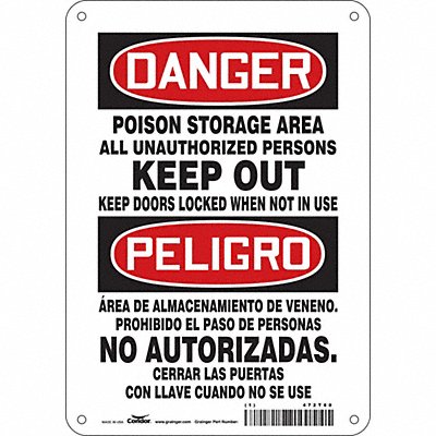 CONDOR 472T80 Safety Sign 10 in x 7 in Vinyl
