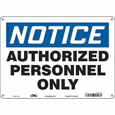 CONDOR 472U05 Safety Sign 10 inx14 in Polyethylene