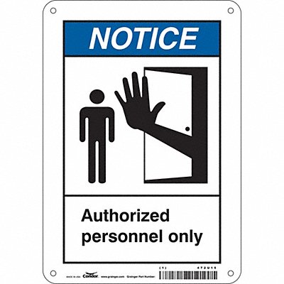 CONDOR 472U15 Safety Sign 10 in x 7 in Polyethylene