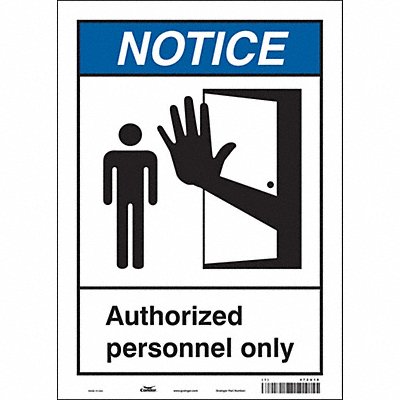 CONDOR 472U18 Safety Sign 14 inx10 in Vinyl