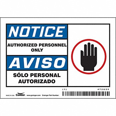CONDOR 472U25 Safety Sign 3.5in x 5in Vinyl PK5