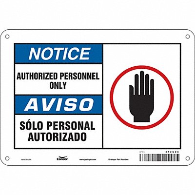 CONDOR 472U26 Safety Sign 7 inx10 in Polyethylene