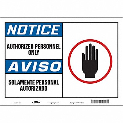 CONDOR 472U29 Safety Sign 10 inx14 in Vinyl