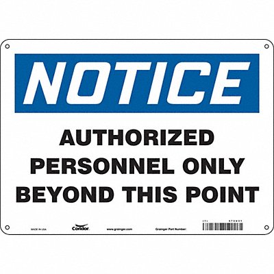 CONDOR 472U31 Safety Sign 10 inx14 in Aluminum
