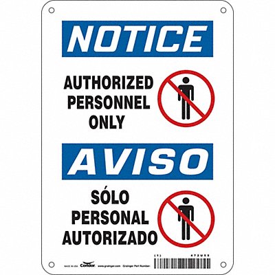 CONDOR 472U55 Safety Sign 10 inx7 in Aluminum