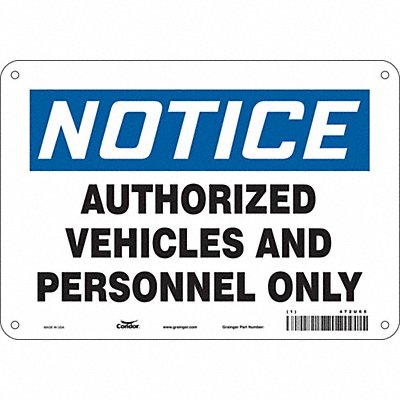 CONDOR 472U65 Safety Sign 7 in x 10 in Aluminum