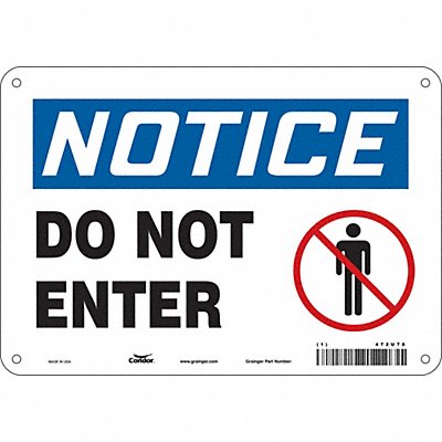 CONDOR 472U78 Safety Sign 7 inx10 in Polyethylene
