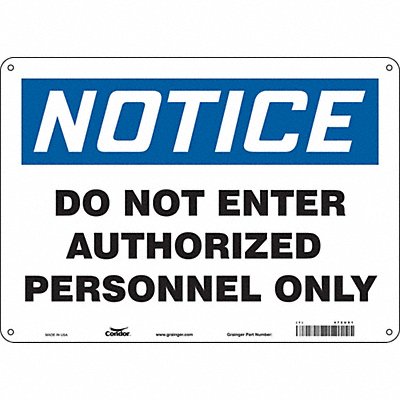 CONDOR 472U91 Safety Sign 10 in x 14 in Polyethylene