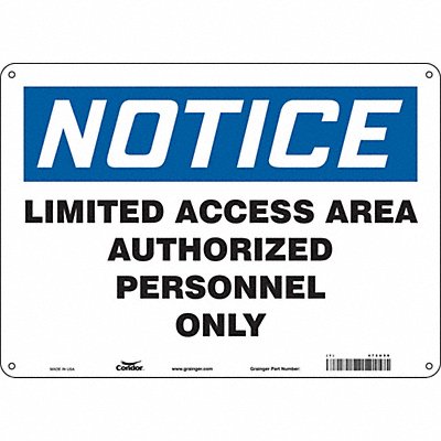 CONDOR 472U98 Safety Sign 10 in x 14 in Polyethylene