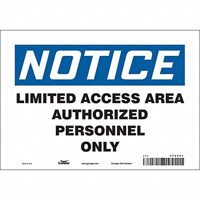 CONDOR 472V01 Safety Sign 7 inx10 in Vinyl