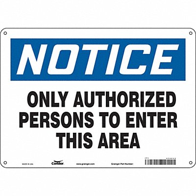 CONDOR 472V32 Safety Sign 10 inx14 in Aluminum