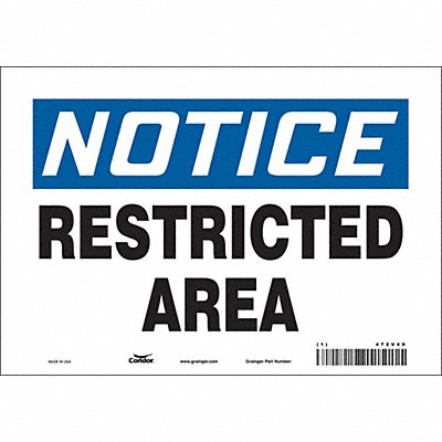 CONDOR 472V49 Safety Sign 7 in x 10 in Vinyl