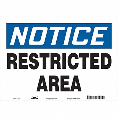 CONDOR 472V50 Safety Sign 10 inx14 in Vinyl