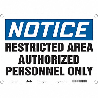 CONDOR 472V52 Safety Sign 10 inx14 in Aluminum