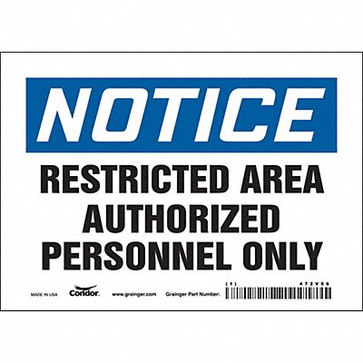 CONDOR 472V56 Safety Sign 5 inx7 in Vinyl