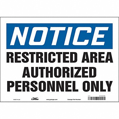 CONDOR 472V58 Safety Sign 10 inx14 in Vinyl