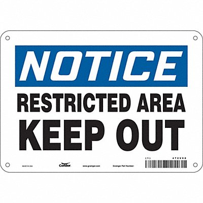 CONDOR 472V68 Safety Sign 7 in x 10 in Polyethylene