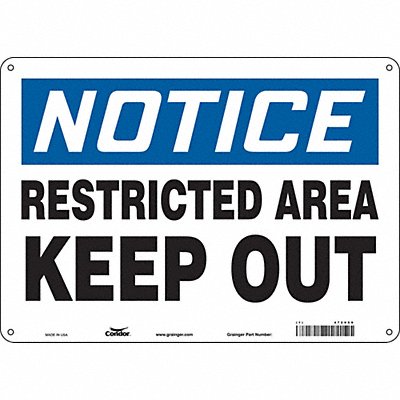 CONDOR 472V69 Safety Sign 10 in x 14 in Polyethylene
