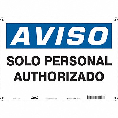 CONDOR 472V79 Safety Sign 10 in x 14 in Aluminum