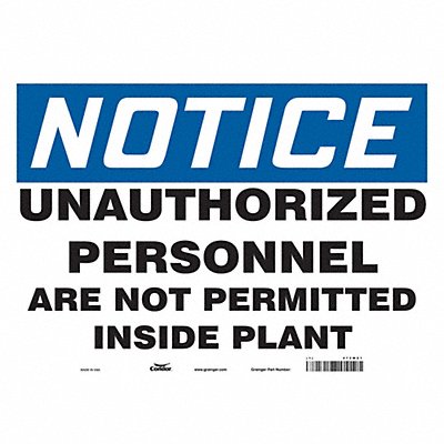 CONDOR 472W01 Safety Sign 14 inx20 in Vinyl