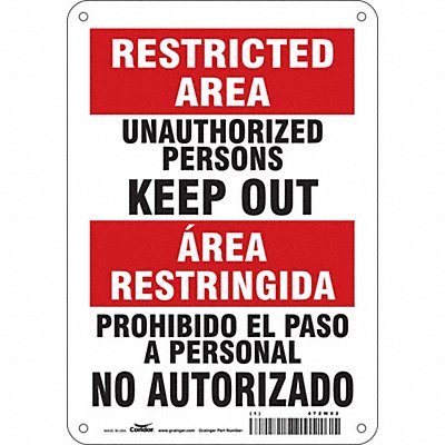 CONDOR 472W02 Safety Sign 10 in x 7 in Aluminum