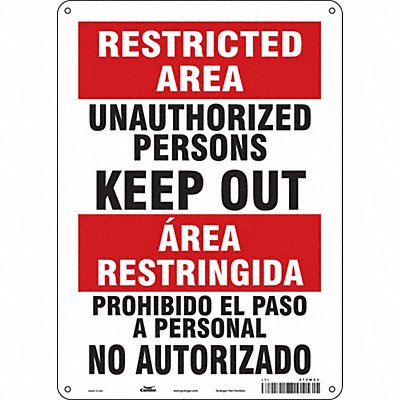 CONDOR 472W03 Safety Sign 14 inx10 in Aluminum