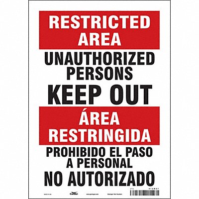 CONDOR 472W07 Safety Sign 14 in x 10 in Vinyl