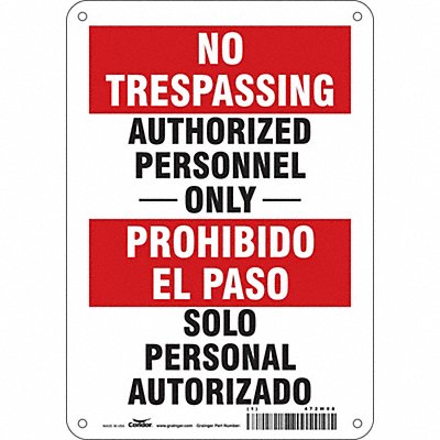 CONDOR 472W08 Safety Sign 10 inx7 in Aluminum