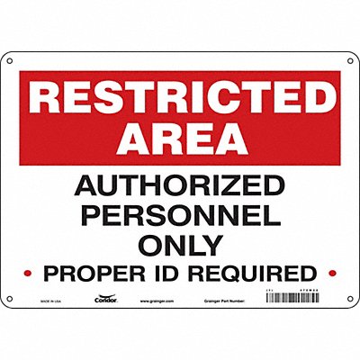 CONDOR 472W22 Safety Sign 10 inx14 in Aluminum