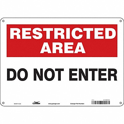 CONDOR 472W30 Safety Sign 10 inx14 in Polyethylene