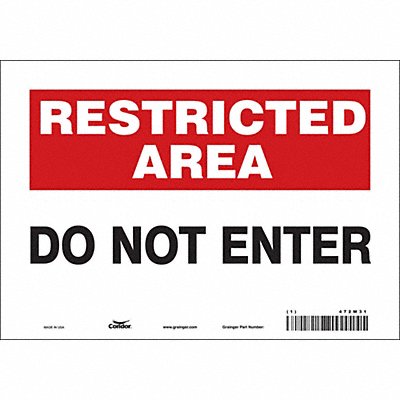 CONDOR 472W31 Safety Sign 7 inx10 in Vinyl