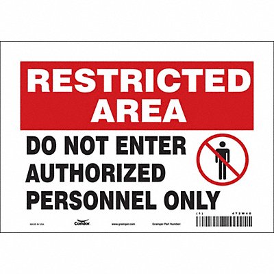 CONDOR 472W40 J7025 Safety Sign 7 inx10 in Vinyl