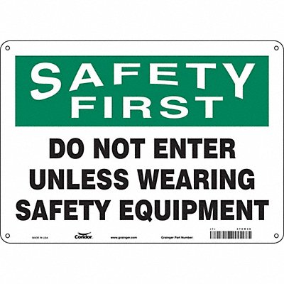 CONDOR 472W46 Safety Sign 10 in x 14 in Polyethylene
