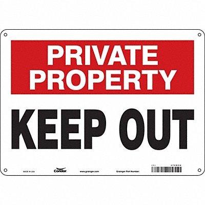 CONDOR 472W50 Safety Sign 10 in x 14 in Aluminum