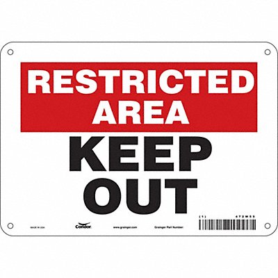 CONDOR 472W55 Safety Sign 7 in x 10 in Aluminum