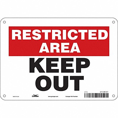 CONDOR 472W57 Safety Sign 7 inx10 in Polyethylene
