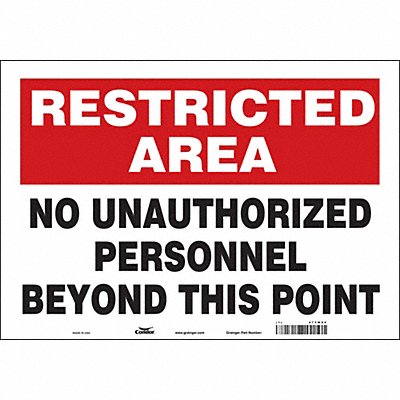 CONDOR 472W94 Safety Sign 14 inx20 in Vinyl