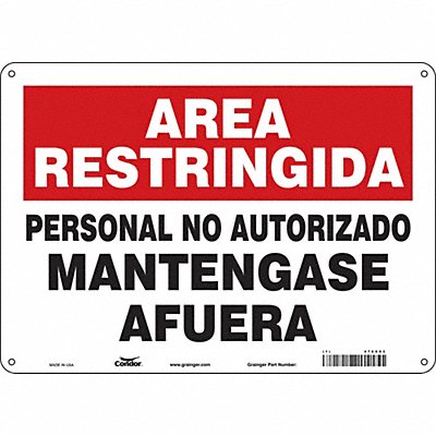 CONDOR 472X03 Safety Sign 10 in x 14 in Aluminum