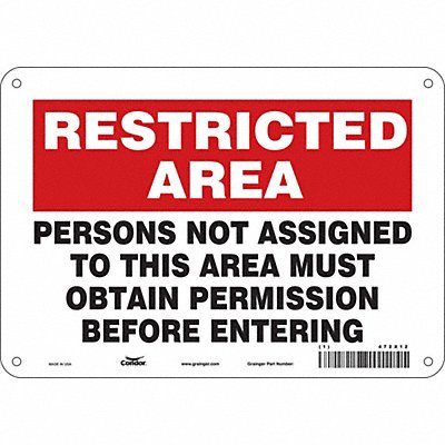 CONDOR 472X12 Safety Sign 7 inx10 in Polyethylene
