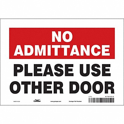 CONDOR 472X22 J7918 Safety Sign 7 in x 10 in Vinyl