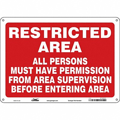 CONDOR 472X31 Safety Sign 10 in x 14 in Aluminum