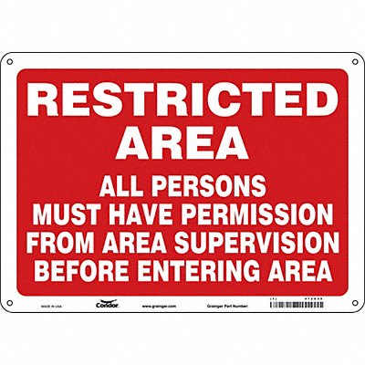 CONDOR 472X35 Safety Sign 10 in x 14 in Polyethylene